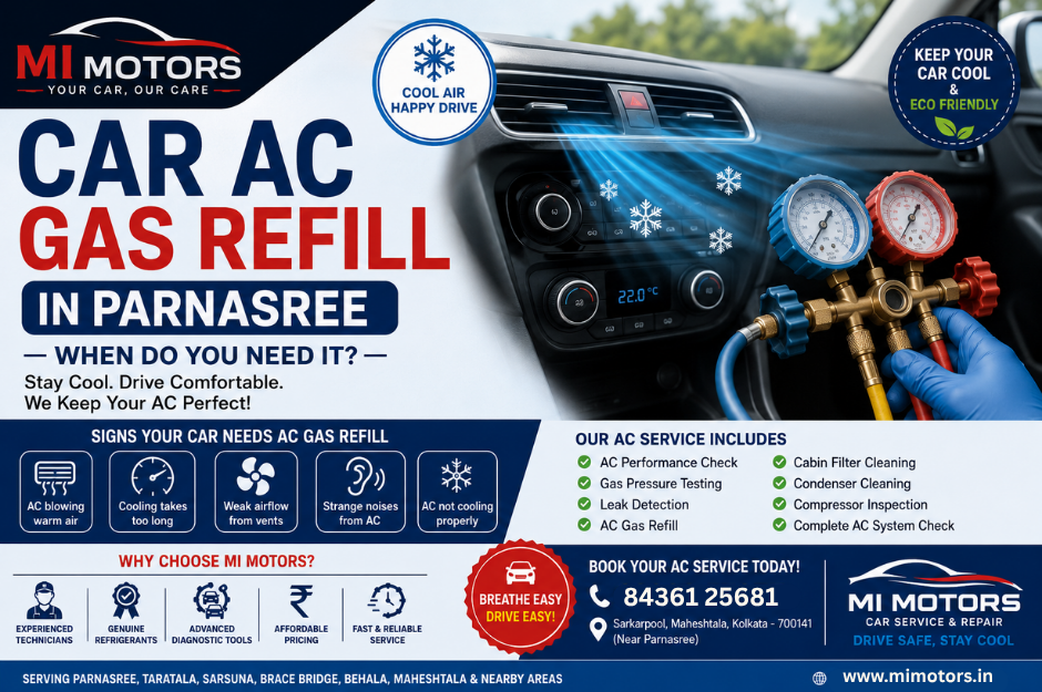 🚗Car AC Gas Refill in Parnasree – When Do You Need It?