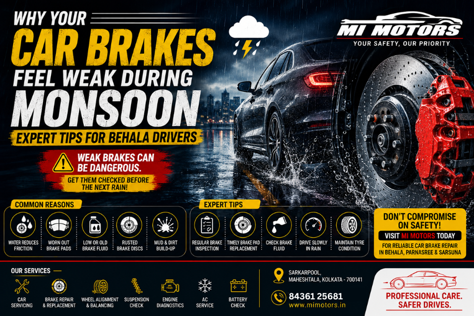 Why Your Car Brakes Feel Weak During Monsoon – Expert Tips for Behala Drivers